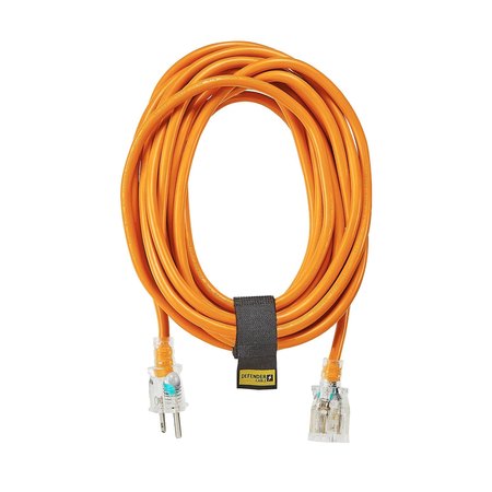 Defender Cable 14/3 Gauge, 25 ft SJTW w Lighted End, Contractor Grade UL and ETL Listed Extension Cord DCE-210-25